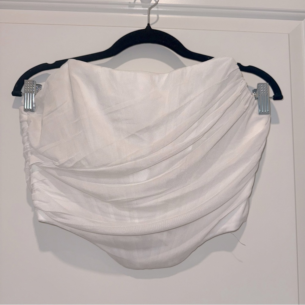 White Mesh Cropped Corset Top - Picture 2 of 4